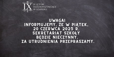 20 czerwca sekretariat nieczynny