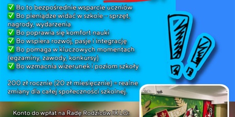 📣 Czy wspierają Państwo Radę Rodziców IX LO?