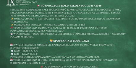 Rozpoczęcie roku oraz spotkania z rodzicami 